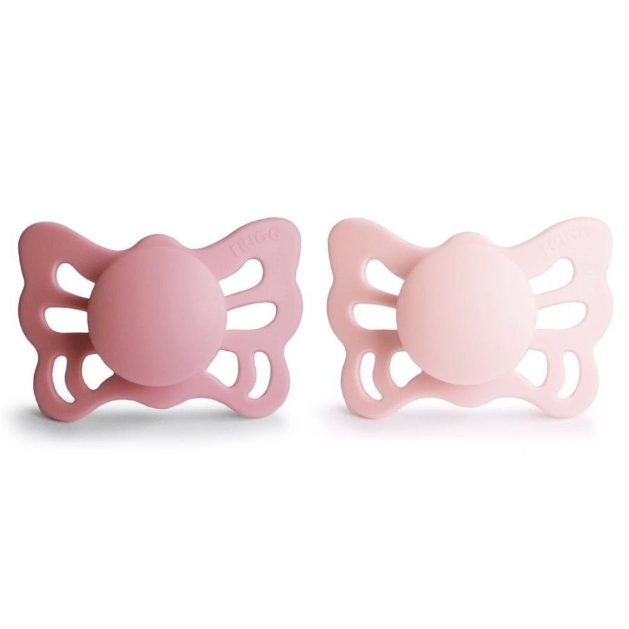 FRIGG Butterfly Smoczek anatomiczny 2-pak silikon 0-6m Cedar / Baby Pink