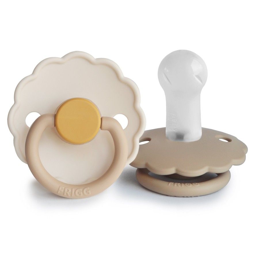 FRIGG Daisy Smoczek uspokajający 2-pak silikon 6-18m Chamomile / Croissant