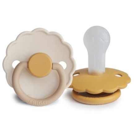 FRIGG Daisy Smoczek uspokajający 2-pak silikon 6-18m Chamomile / Honey Gold
