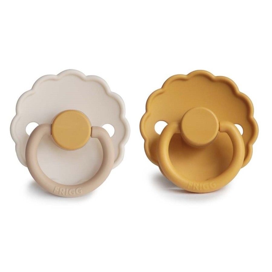 FRIGG Daisy Smoczek uspokajający 2-pak silikon 6-18m Chamomile / Honey Gold