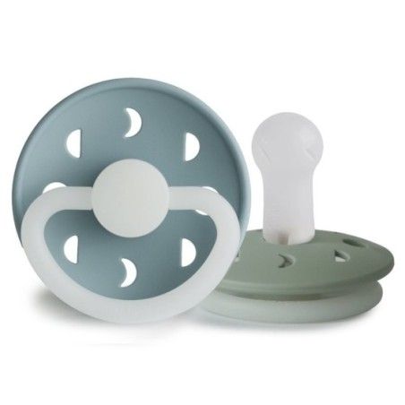 FRIGG Moon Phase Smoczek uspokajający na noc 2-pak - silikon 6-18m Stone Blue / Sage