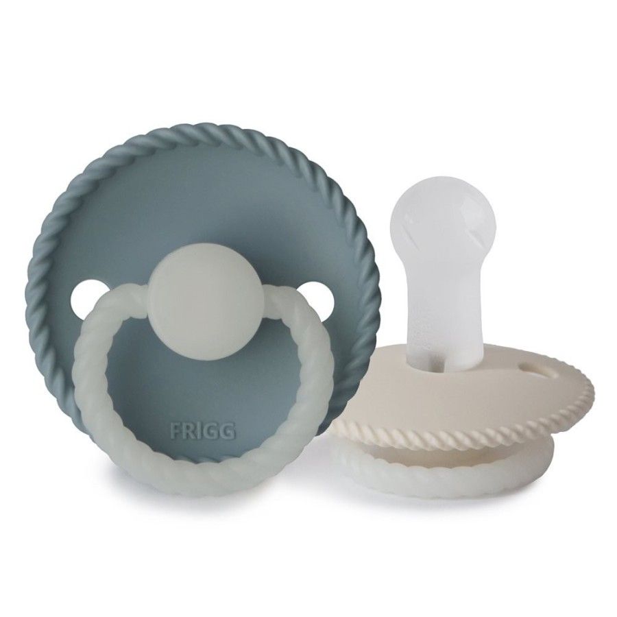 FRIGG Rope Smoczek uspokajający na noc 2-pak silikon 6-18m Stone Blue / Cream