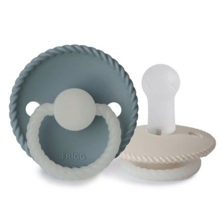 FRIGG Rope Smoczek uspokajający na noc 2-pak silikon 6-18m Stone Blue / Cream
