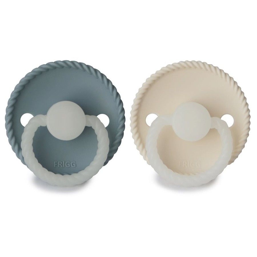 FRIGG Rope Smoczek uspokajający na noc 2-pak silikon 6-18m Stone Blue / Cream