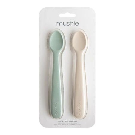 Mushie Łyżeczki do Karmienia Niemowląt 2-pak Cambridge Blue/Shifting Sand