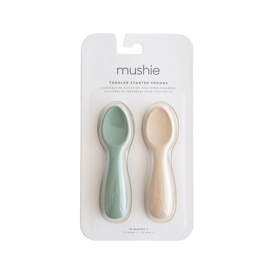 Mushie Łyżeczki do Samodzielnego Jedzenia 2-pak Cambridge Blue/Shifting Sand