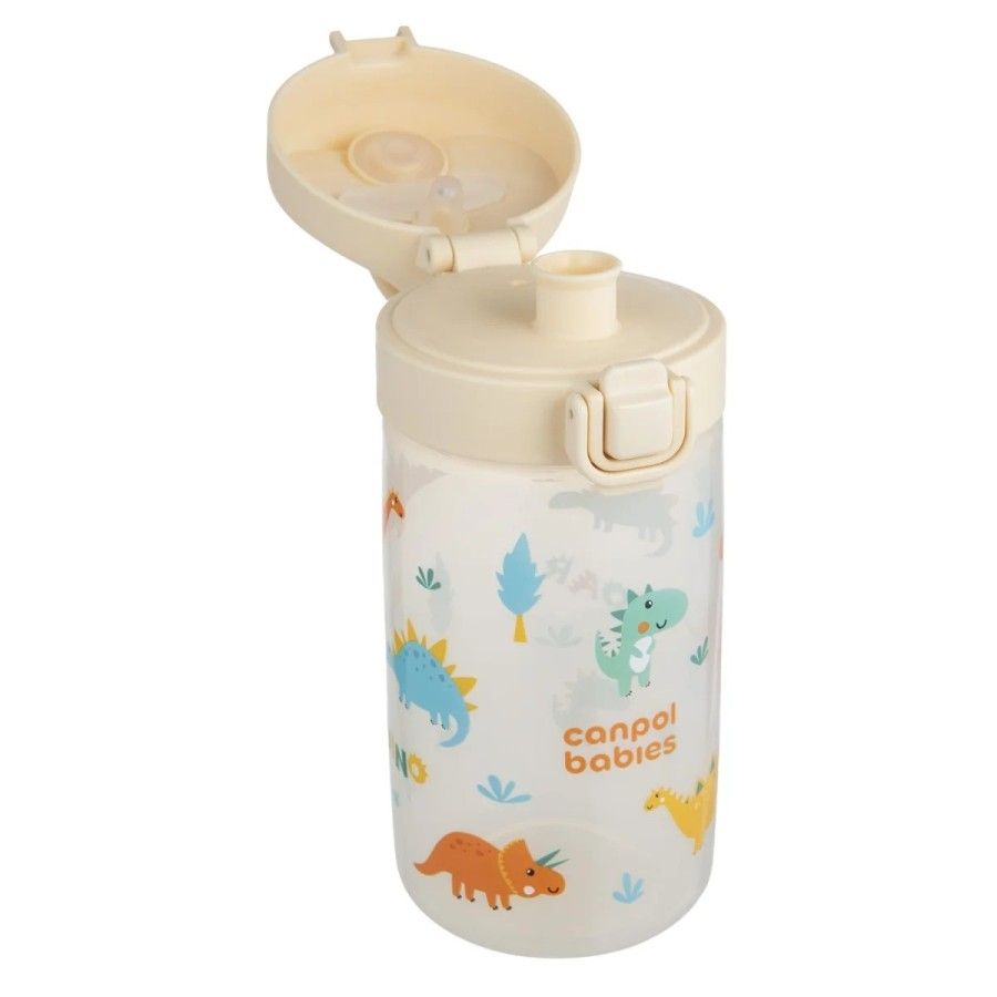 Canpol babies Bidon na wodę dla dzieci od 2,5 r.ż Junior 400 ml beżowy dino