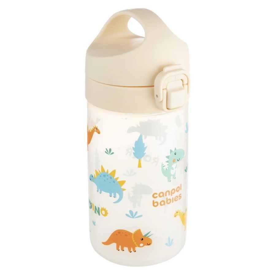 Canpol babies Bidon na wodę dla dzieci od 2,5 r.ż Junior 400 ml beżowy dino