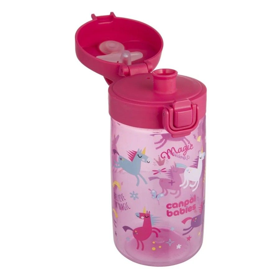 Canpol babies Bidon na wodę dla dzieci od 2,5 r.ż Junior 400 ml różowy jednorożce