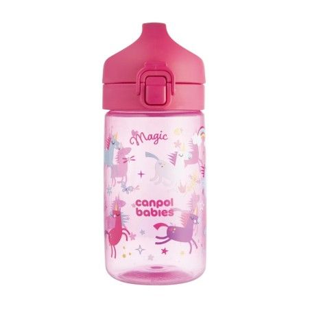 Canpol babies Bidon na wodę dla dzieci od 2,5 r.ż Junior 400 ml różowy jednorożce