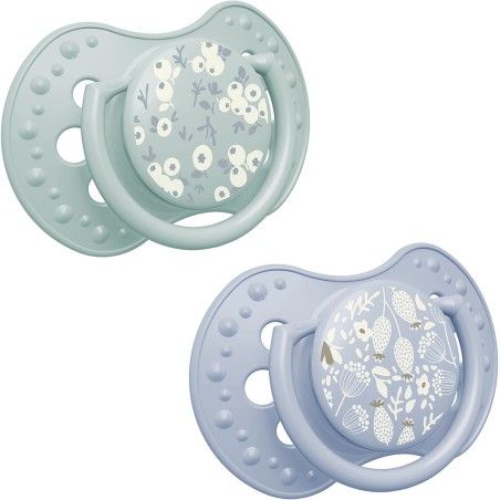 LOVI Smoczek silikonowy dynamiczny LOVI 0-6 m 2 szt. Blossom Blue