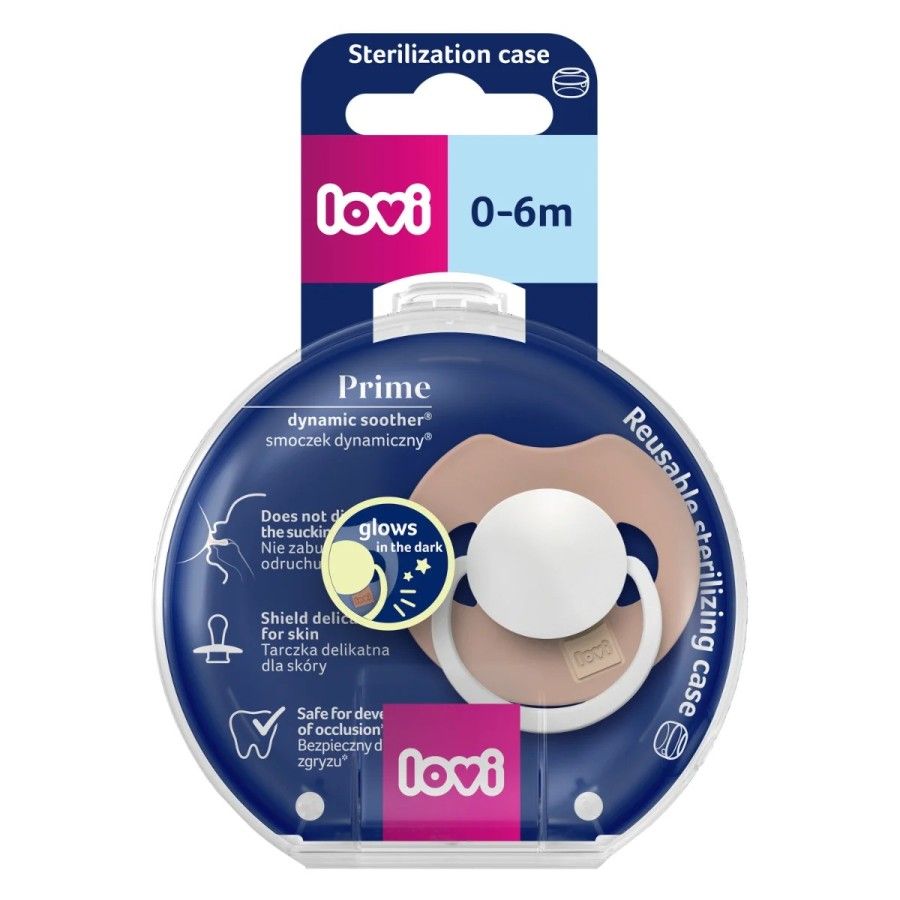 LOVI Smoczek silikonowy dynamiczny Prime ​ 0-6m 1 szt Blush Glow