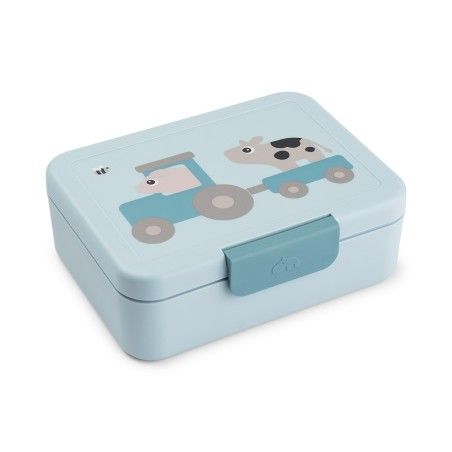 Done by Deer Lunchbox dla Dziecka z Podziałką Tiny Farm Blue