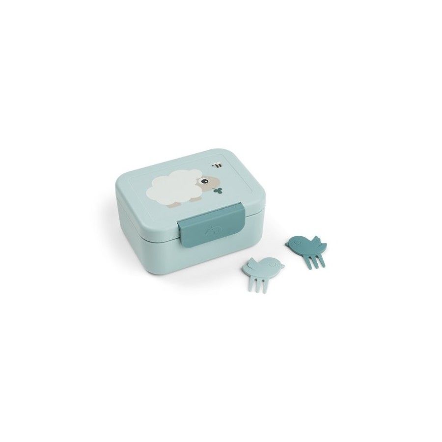 Done by Deer Lunchbox dla Dziecka z Widelczykami Tiny Farm Blue