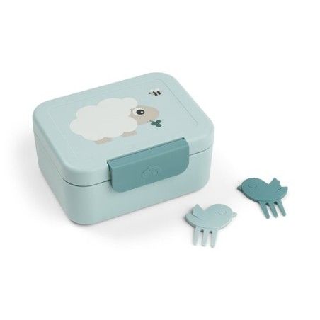 Done by Deer Lunchbox dla Dziecka z Widelczykami Tiny Farm Blue
