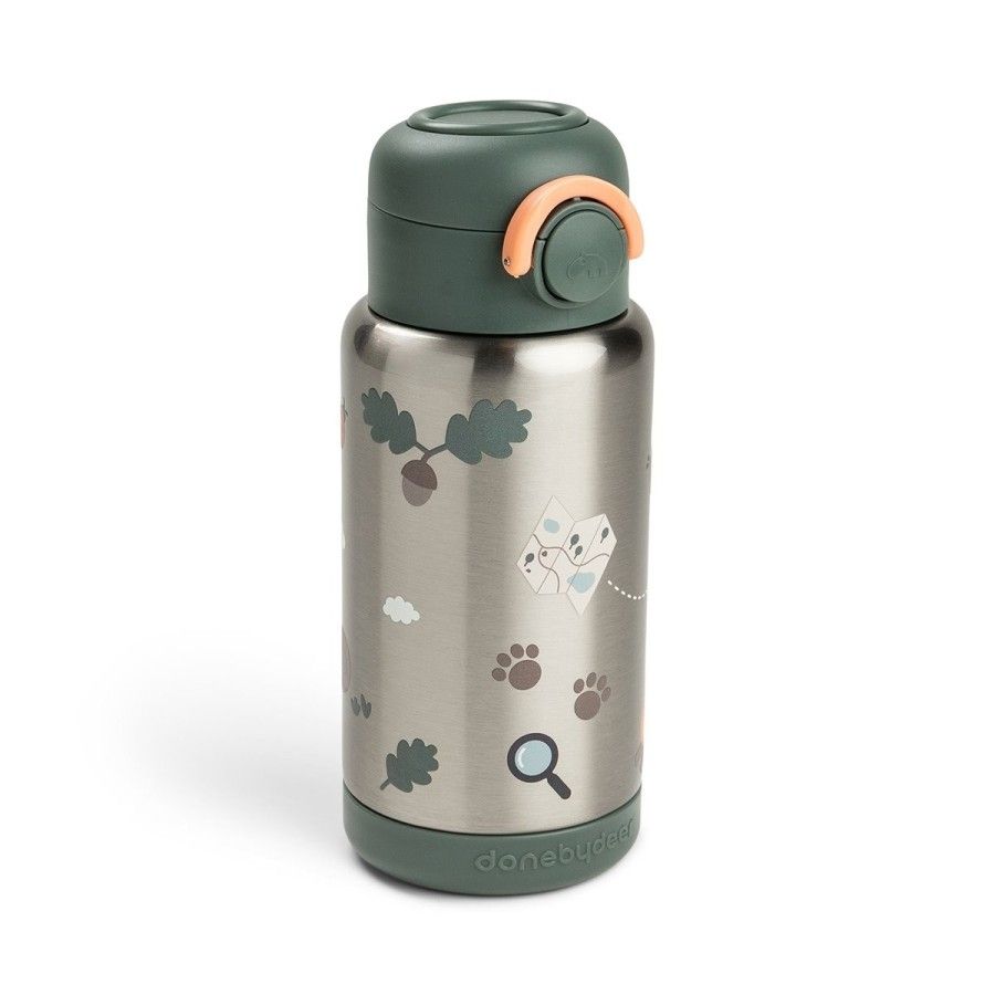Done by Deer Butelka Termiczna ze Słomką 340ml Tiny Trails Green