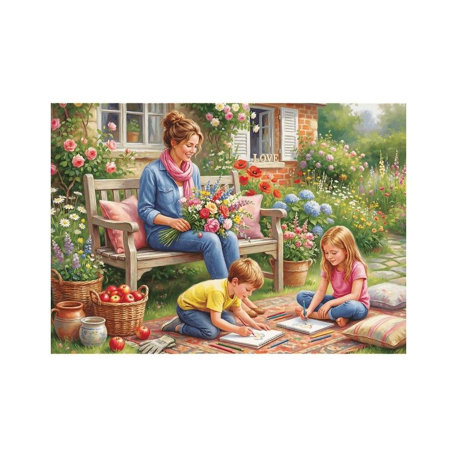 Trefl Puzzle 1000el. Premium Plus Mother's Day Rodzina w ogrodzie