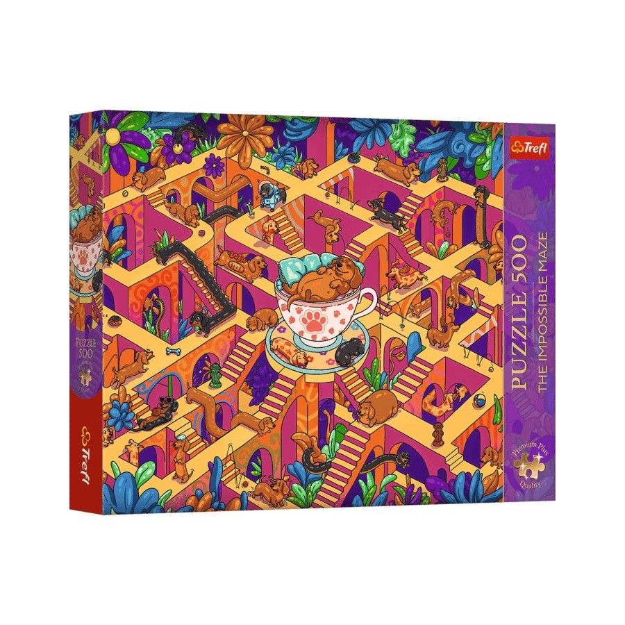 Trefl Puzzle 500el. Premium Plus The Impossible Maze Wesołe jamniki