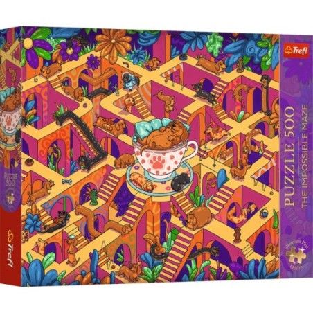 Trefl Puzzle 500el. Premium Plus The Impossible Maze Wesołe jamniki