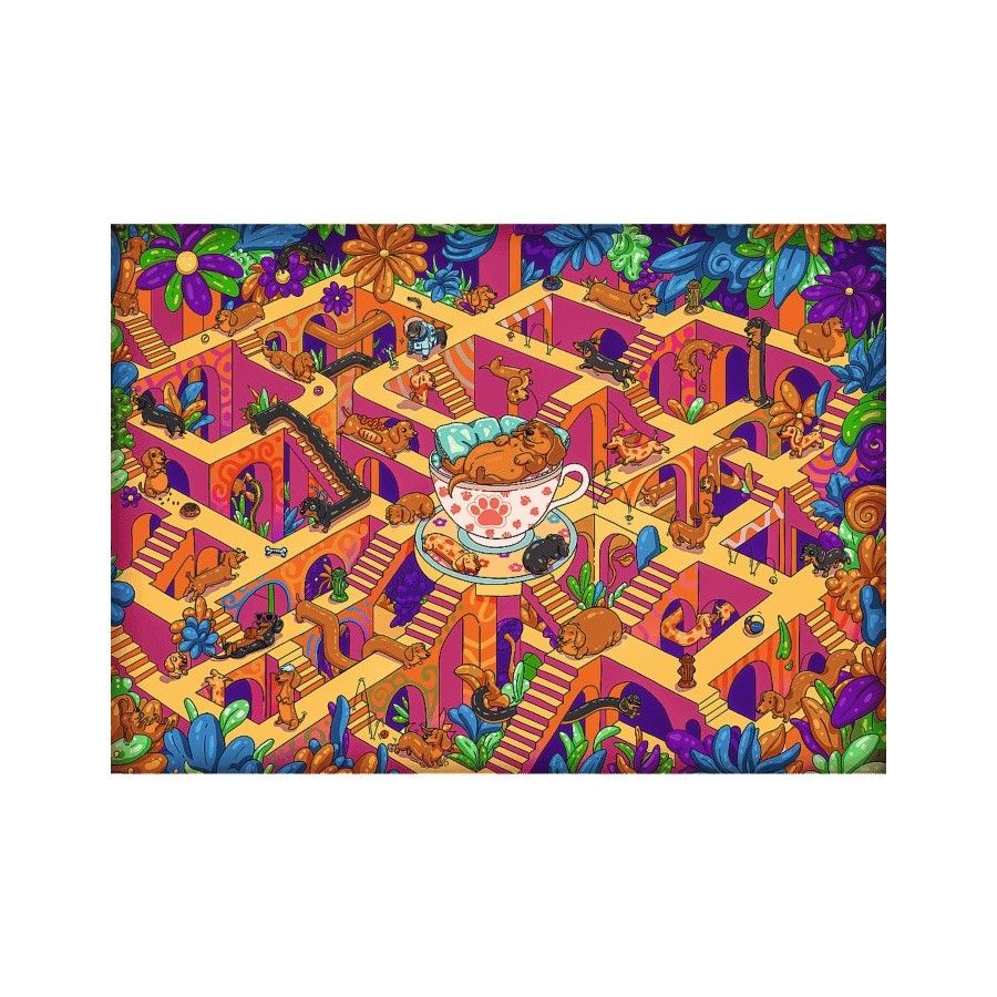 Trefl Puzzle 500el. Premium Plus The Impossible Maze Wesołe jamniki
