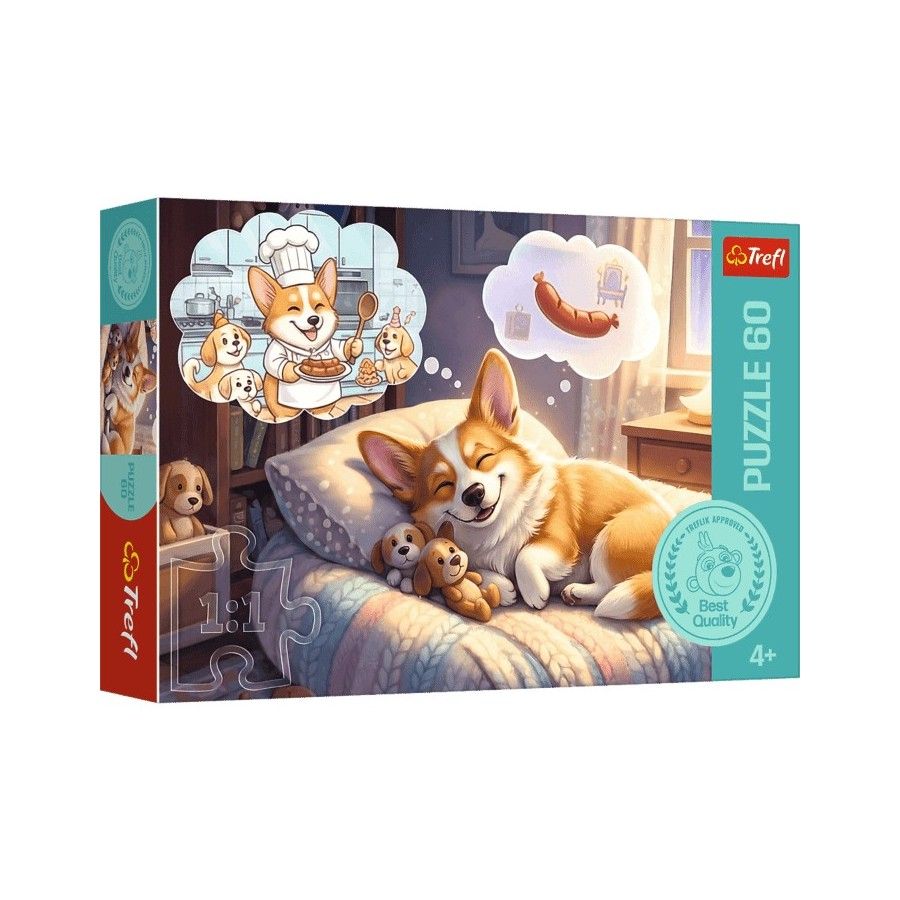 Trefl Puzzle 60el. Corgi w krainie snów