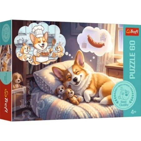 Trefl Puzzle 60el. Corgi w krainie snów