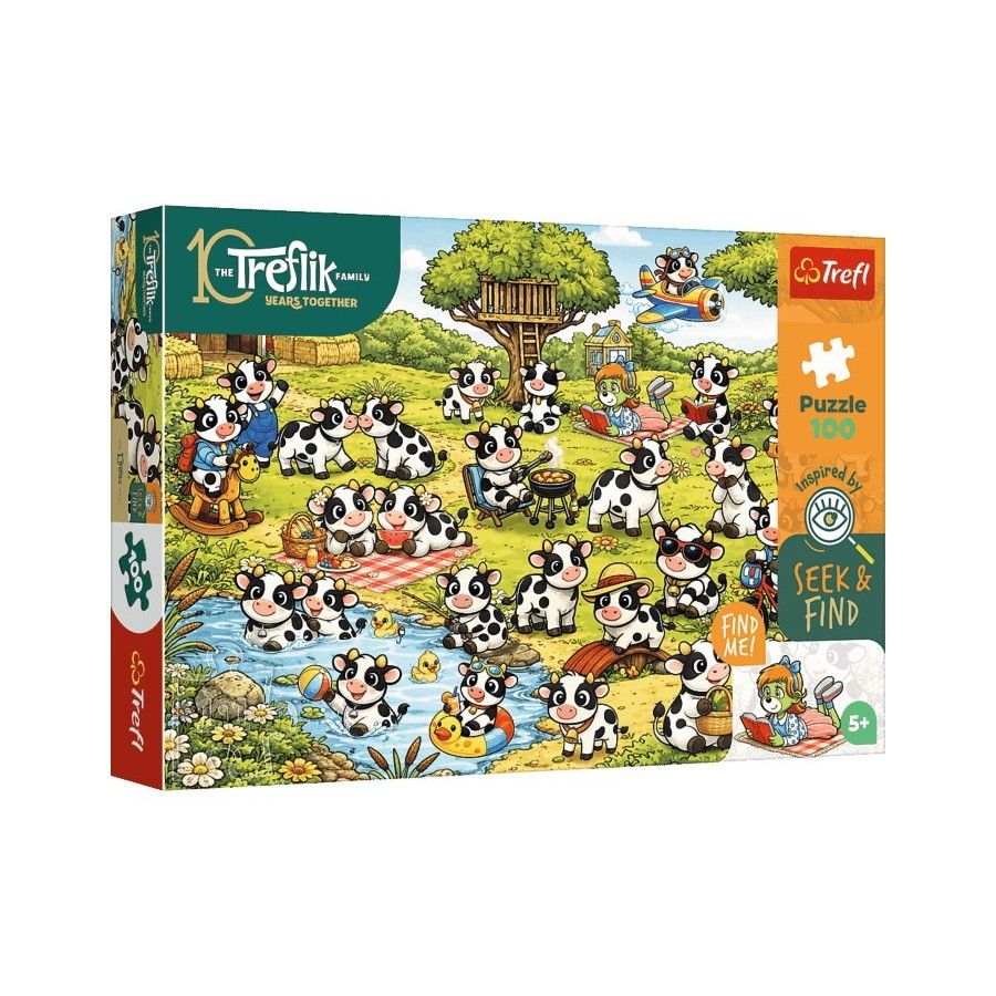 Trefl Puzzle 100el. Seek & Find Świat krówek