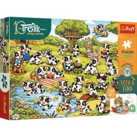 Trefl Puzzle 100el. Seek & Find Świat krówek