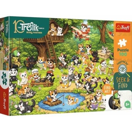 Trefl Puzzle 100el. Seek & Find Koci świat