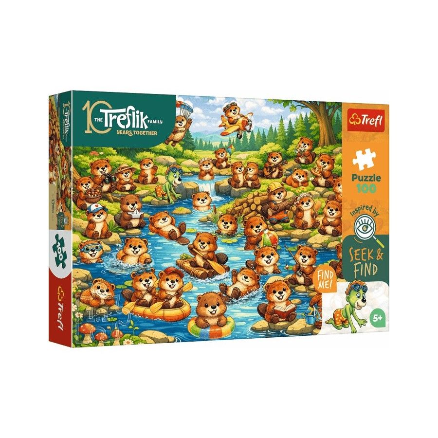 Trefl Puzzle 100el. Seek & Find Bobry w akcji