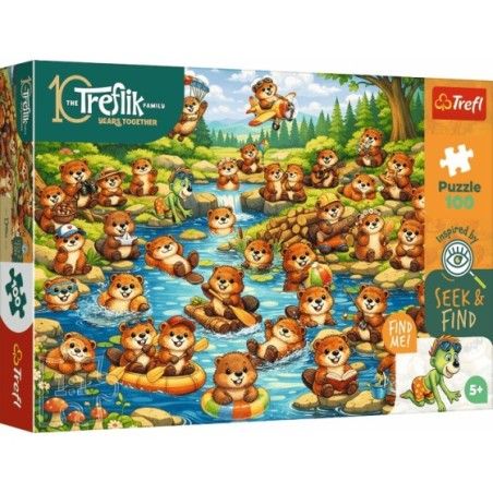 Trefl Puzzle 100el. Seek & Find Bobry w akcji