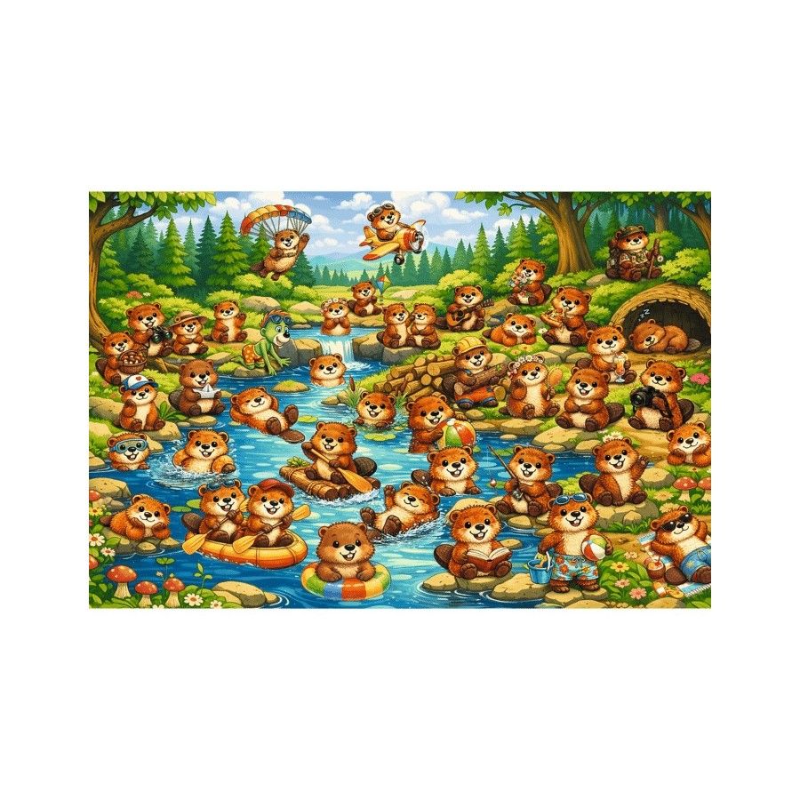 Trefl Puzzle 100el. Seek & Find Bobry w akcji