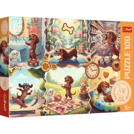 Trefl Puzzle 100el.  Długi dzień jamnika