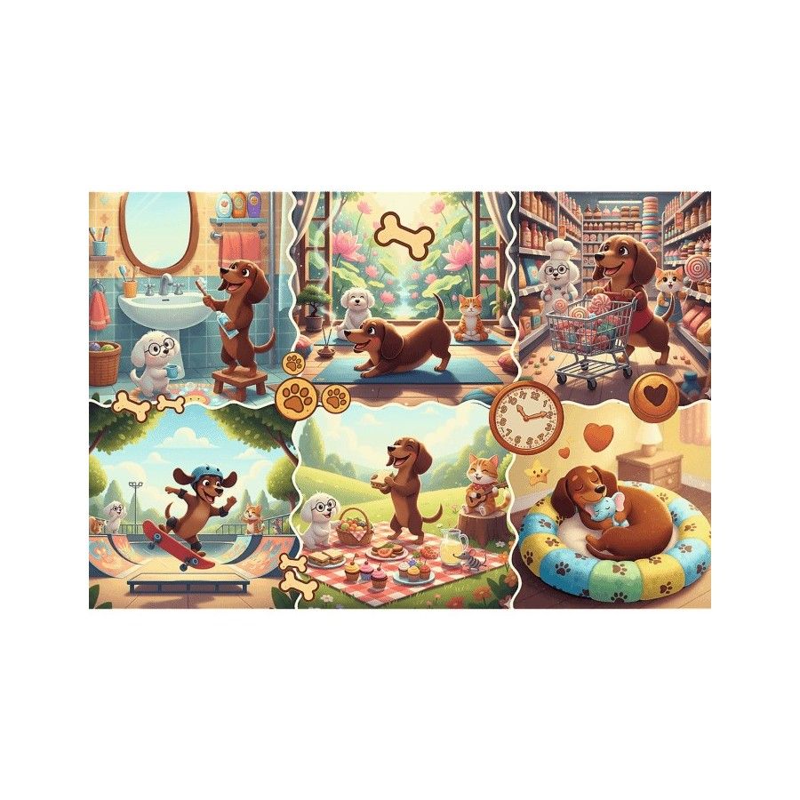 Trefl Puzzle 100el.  Długi dzień jamnika