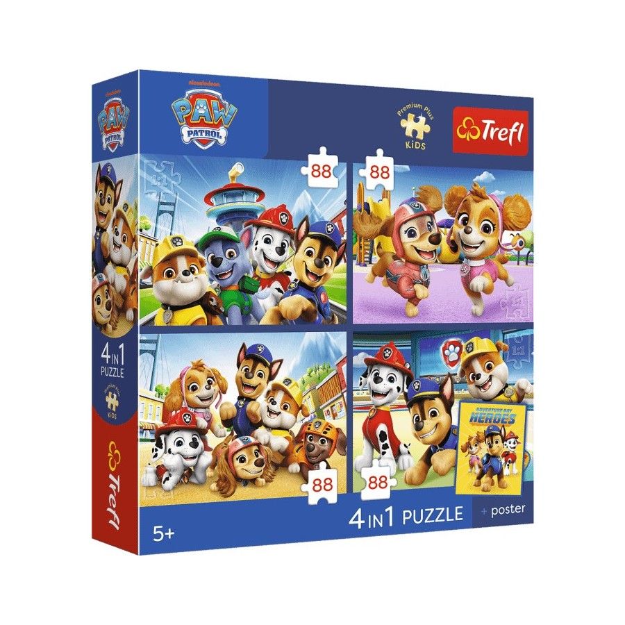 Trefl Puzzle 4x88el. Premium Plus Kids Psia straż