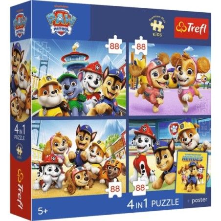 Trefl Puzzle 4x88el. Premium Plus Kids Psia straż