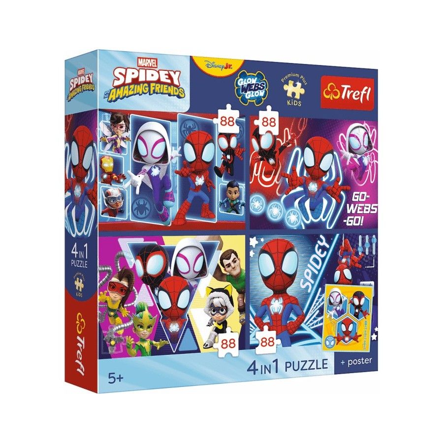 Trefl Puzzle 4x88el. Premium Plus Kids Pajęczy dzień