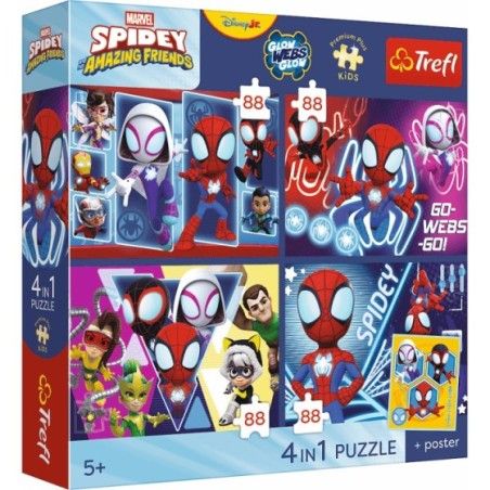 Trefl Puzzle 4x88el. Premium Plus Kids Pajęczy dzień