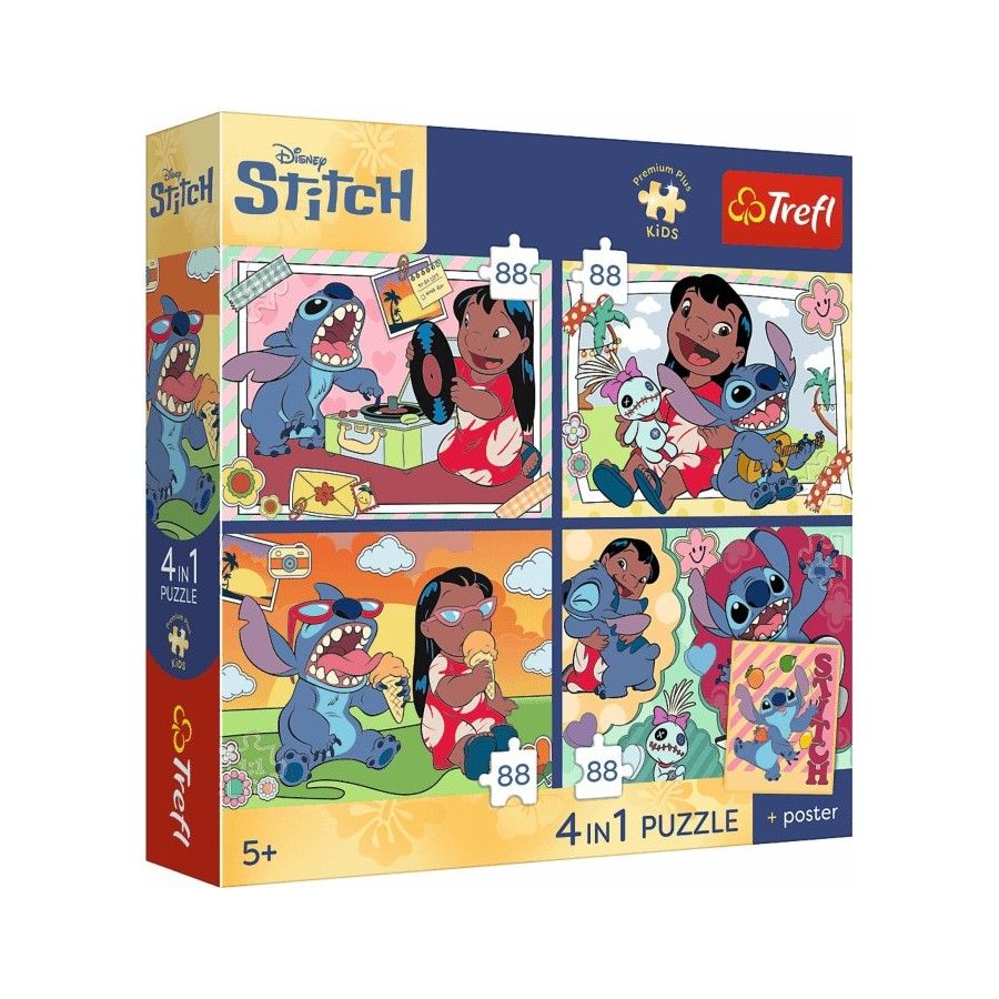 Trefl Puzzle 4x88el. Premium Plus Kids Kosmiczny Stitch