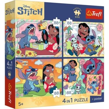 Trefl Puzzle 4x88el. Premium Plus Kids Kosmiczny Stitch