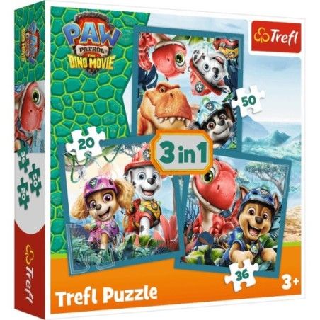 Trefl Puzzle 3w1 Paw Patrol i wyspa dinozaurów
