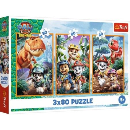 Trefl Puzzle 3x80el. Bohaterowie dinozaurów
