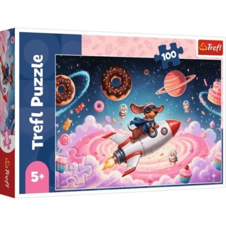Trefl Puzzle 100el. Jamnik na rakiecie