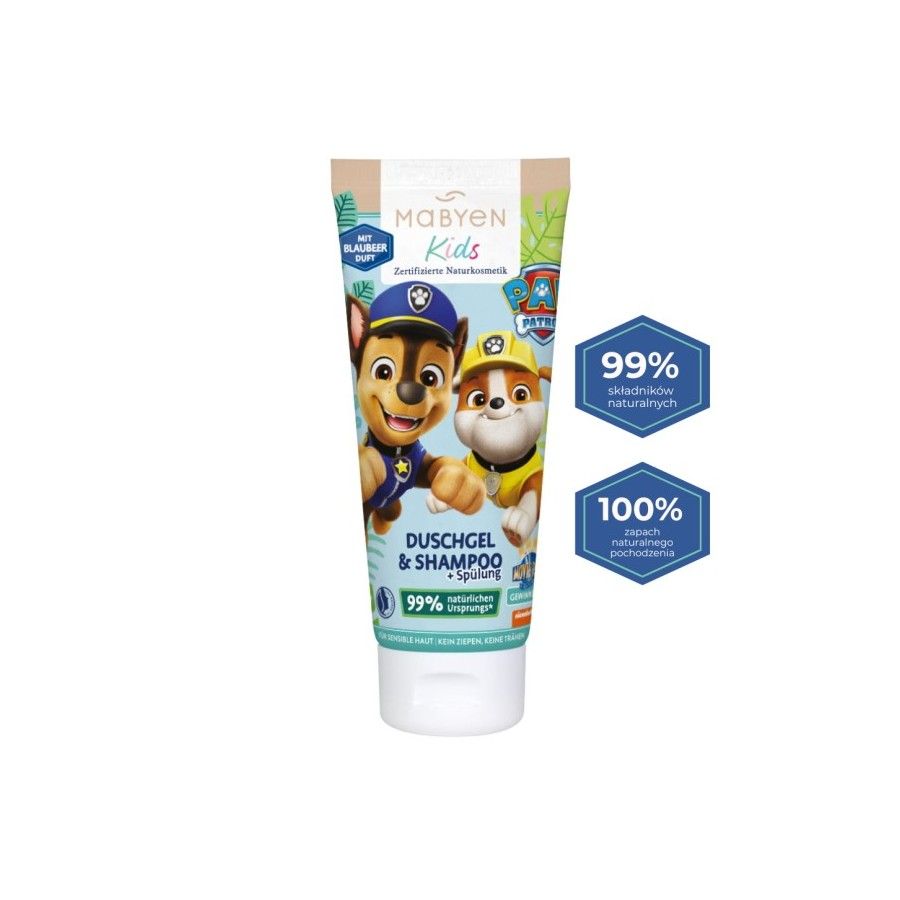 Mabyen PSI PATROL 3w1 Żel pod prysznic, szampon i odżywka dla dzieci - Jagoda 180 ml