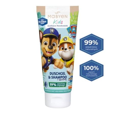 Mabyen PSI PATROL 3w1 Żel pod prysznic, szampon i odżywka dla dzieci - Jagoda 180 ml