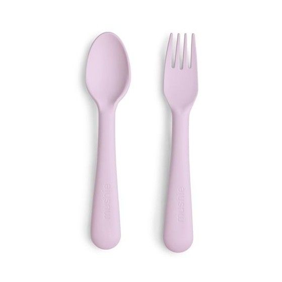 Mushie Sztućce dla dzieci łyżka i widelec Soft Lilac
