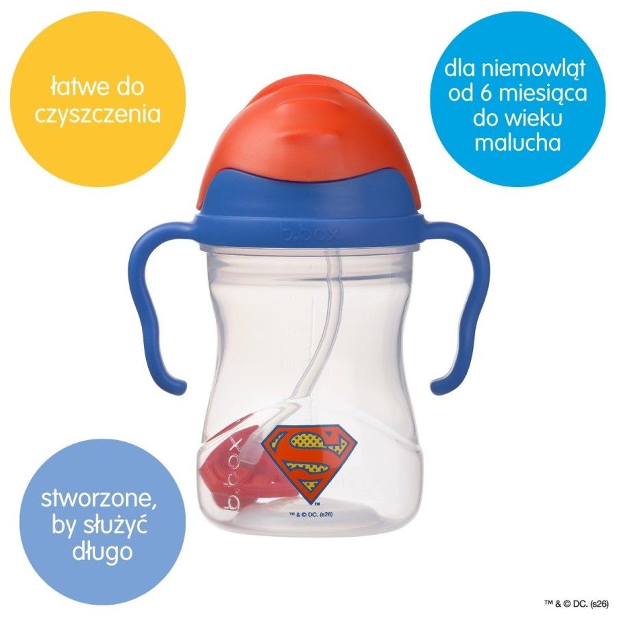 b.box bidon dla dzieci - kubek niekapek ze słomką 240 ml Superman