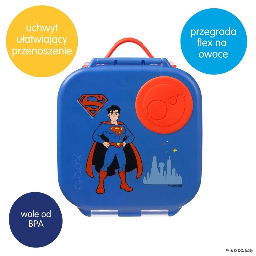 b.box lunchbox dla dzieci do szkoły - szczelna mini śniadaniówka z przegródkami Superman