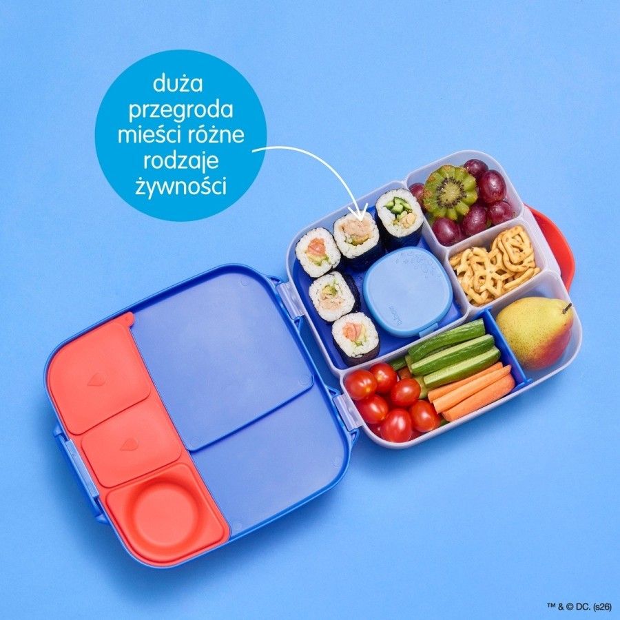 b.box Lunchbox dla dzieci do szkoły - szczelna śniadaniówka z przegródkami i wkładem chłodzącym Superman