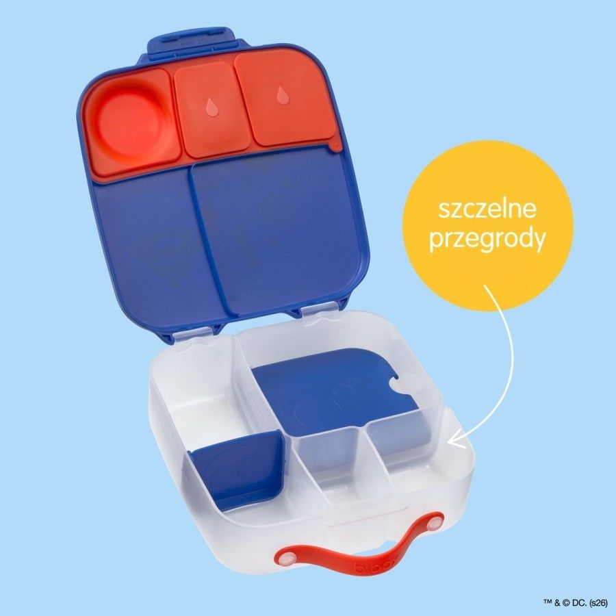 b.box Lunchbox dla dzieci do szkoły - szczelna śniadaniówka z przegródkami i wkładem chłodzącym Superman